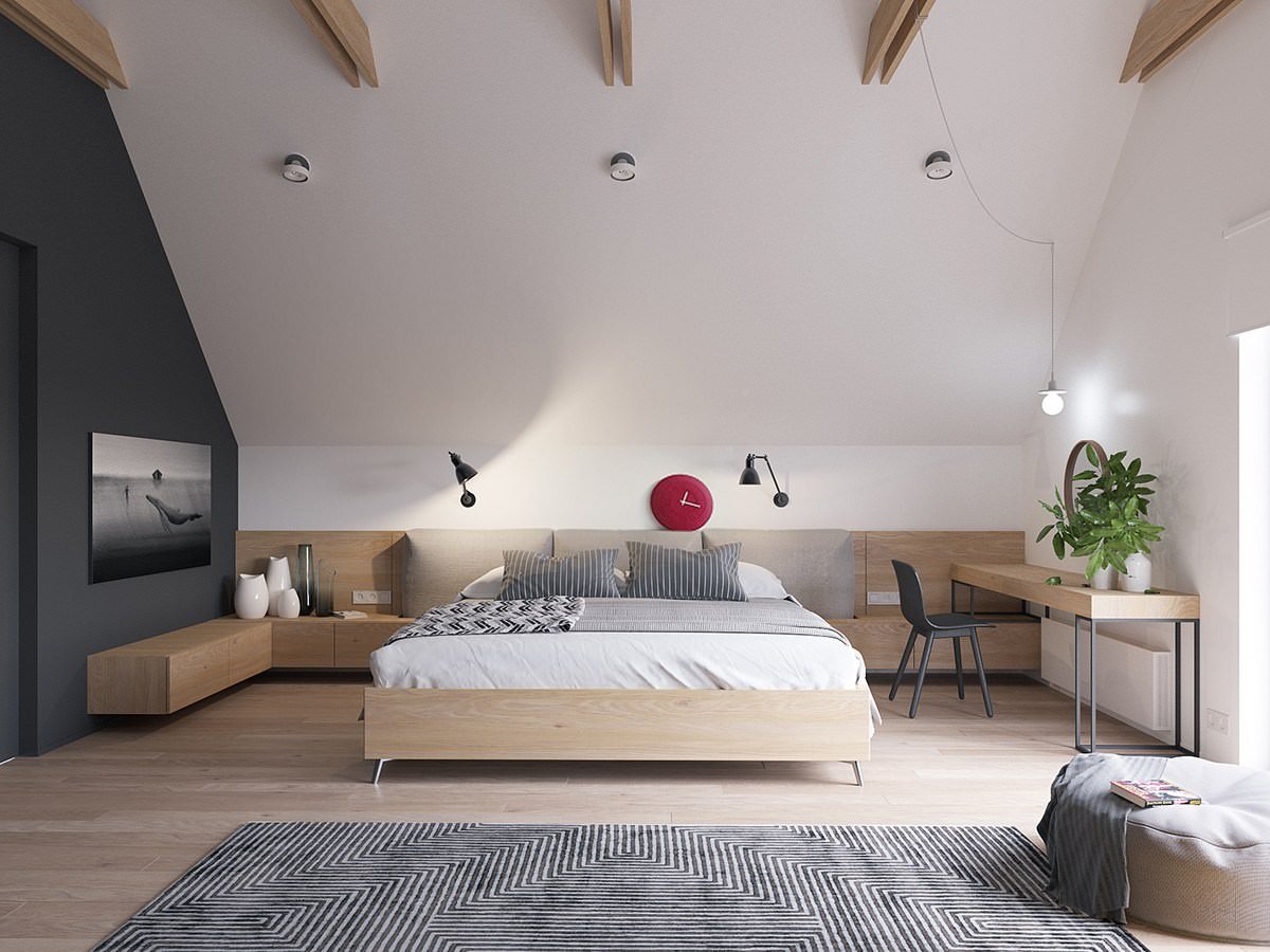 Camera matrimoniale stile scandinavo moderno con motivi audaci e intriganti - design appartamento
